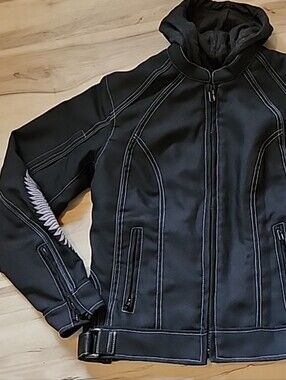 Xelement Motorcycle Gear Jacket With Pads Embroidered Wings Black Size Small